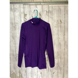 Under Armour Womens Compression Shirt XL Mock Neck Fleece Warm Purple